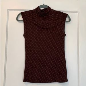 Brown dot sleeveless turtleneck top - size small